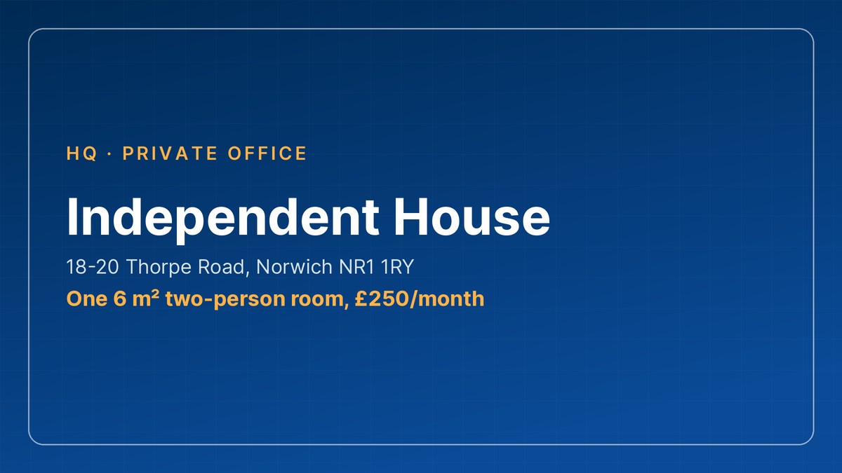 1-2 person office space Norwich at Independent House, Thorpe Road