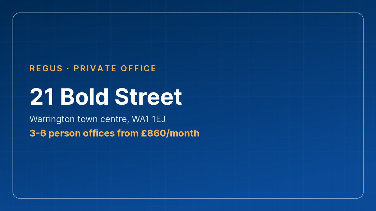 3-6 person office space warrington - 21 Bold Street by Regus