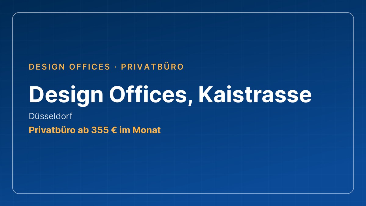 Design Offices, Kaistrasse in Düsseldorf: Privatbüro ab 355 € im Monat