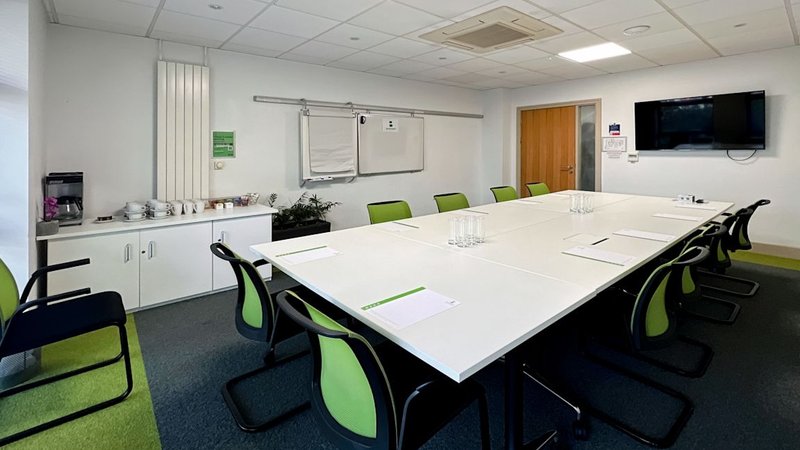 Conference suite set up as a boardroom at Bromsgrove Enterprise Park, Bromsgrove