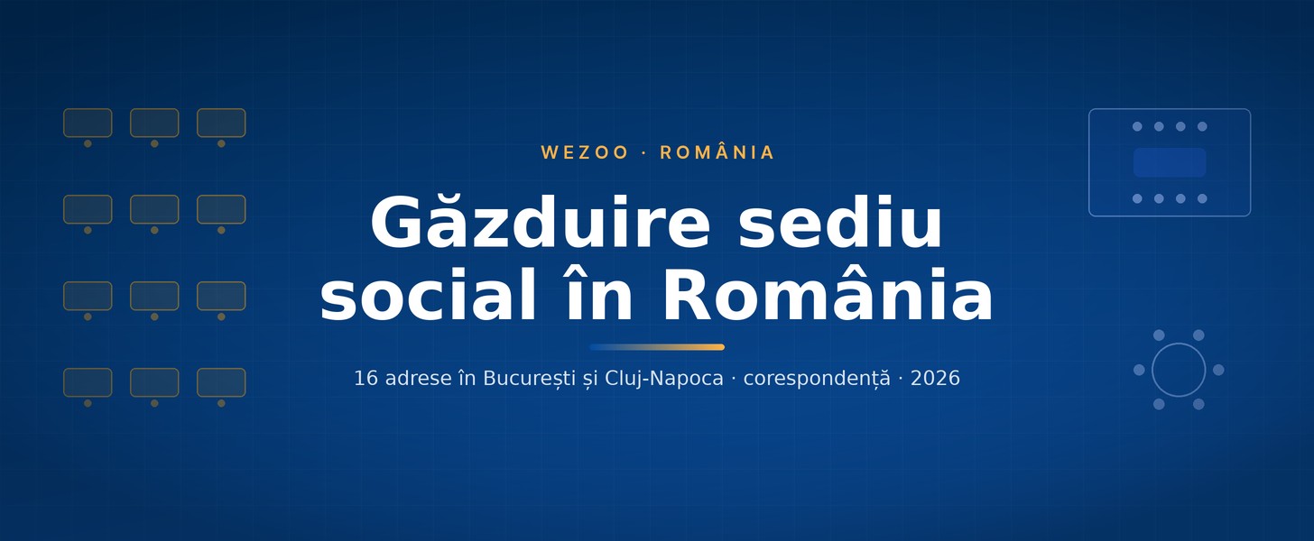 Găzduire sediu social în România: 16 adrese Wezoo în București și Cluj-Napoca