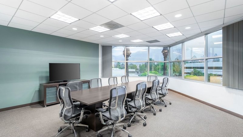 10-person boardroom with a large display at 440 East Huntington Drive, Arcadia CA