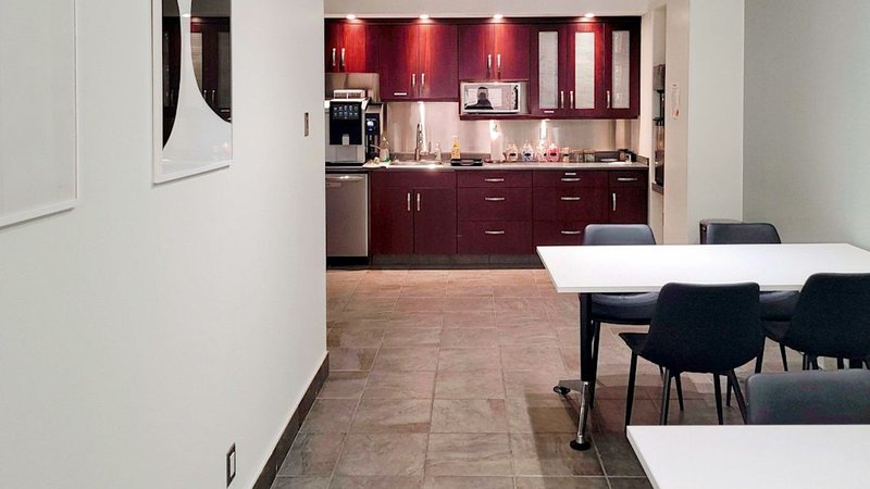 Office space for rent Saskatoon - breakout area and kitchen at 111 2nd Avenue South