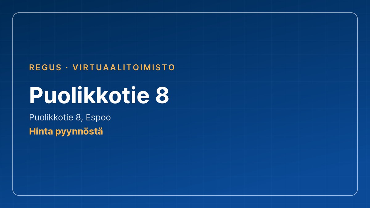 virtuaalitoimisto: Puolikkotie 8, Regus, Espoo