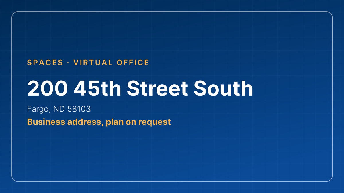 Virtual office business address at 200 45th Street South in Fargo