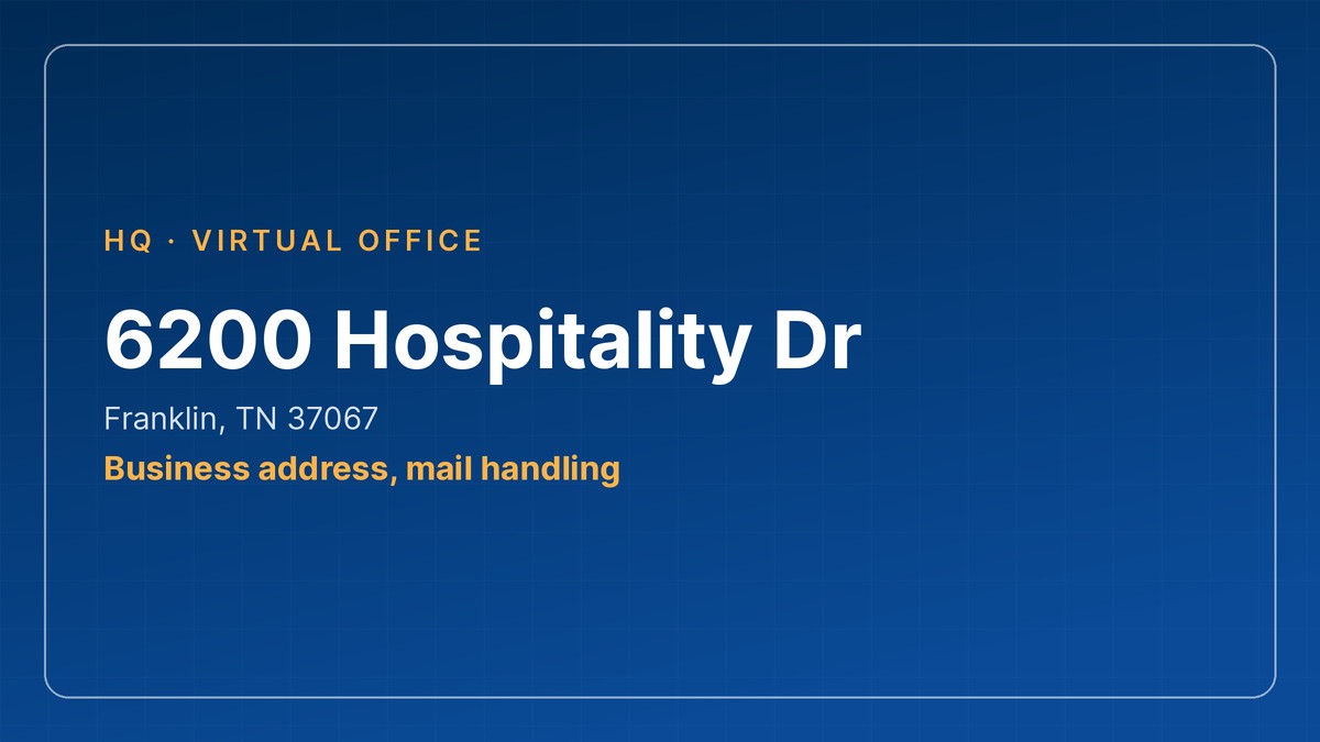 virtual office Franklin business address at 6200 Hospitality Dr