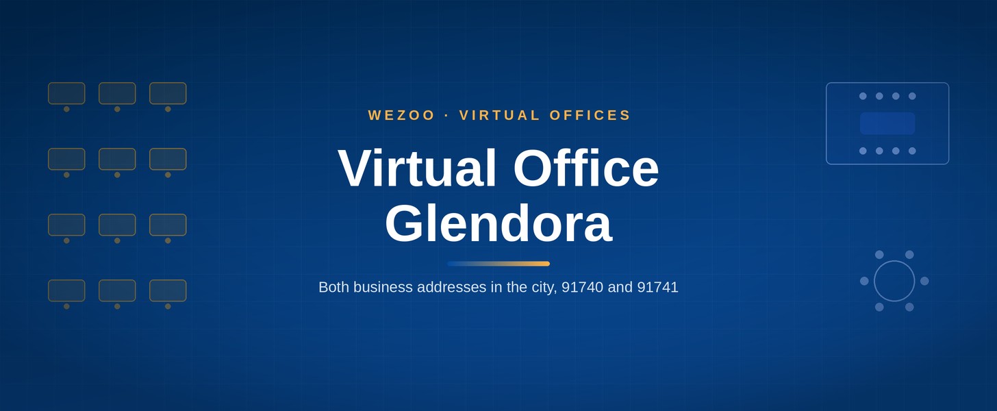 Wezoo brand cover for virtual office Glendora, both business addresses in the city